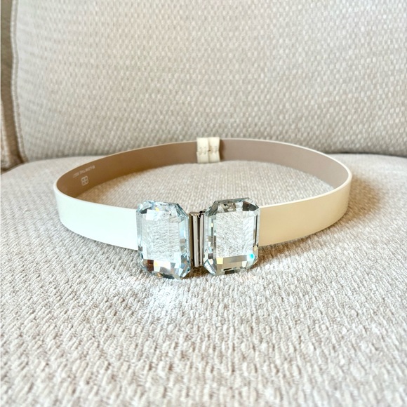 B-Low The Belt - Elegant White Belt with Crystal Accents - Picture 1 of 2